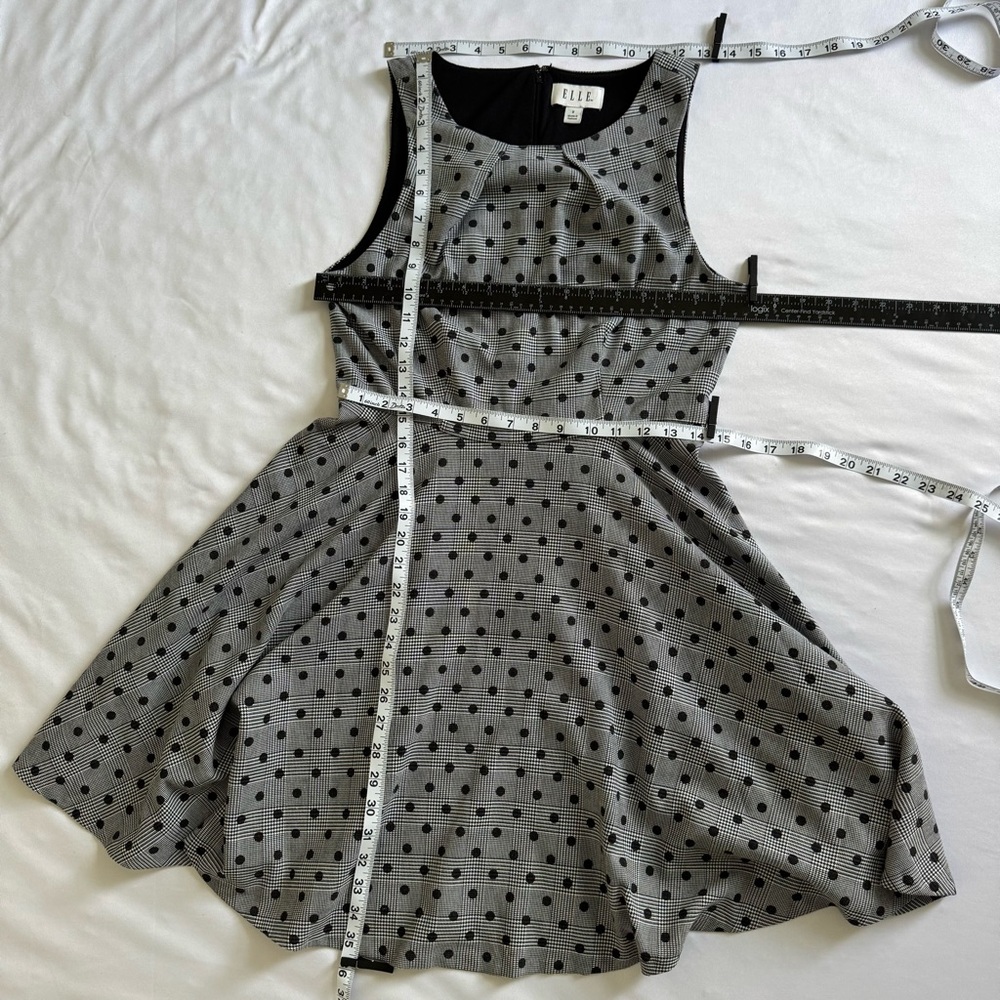 Elle Gray Polka Dot Fit & Flare Dress - Size 8 (No Belt) Vintage Inspired 1950s - Picture 7 of 11